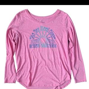 State Of Mine Tarheel North Carolina Shirt Womens Size L Bubble Gum Pink Hippi